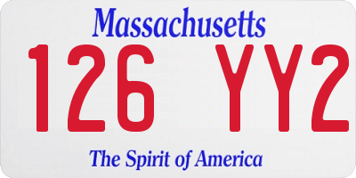 MA license plate 126YY2