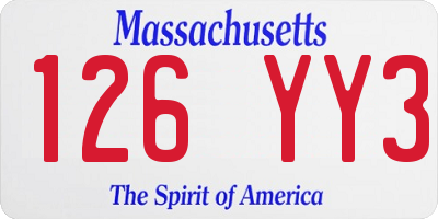 MA license plate 126YY3