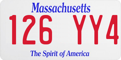 MA license plate 126YY4