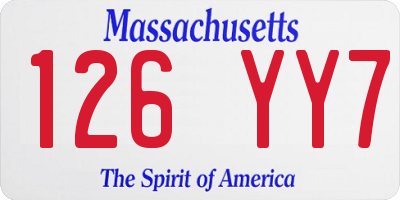 MA license plate 126YY7