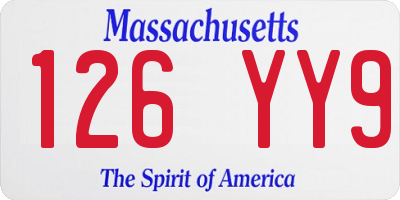 MA license plate 126YY9