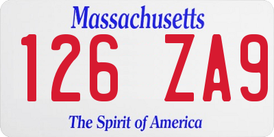 MA license plate 126ZA9