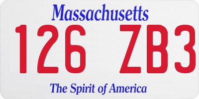 MA license plate 126ZB3