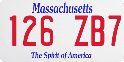 MA license plate 126ZB7