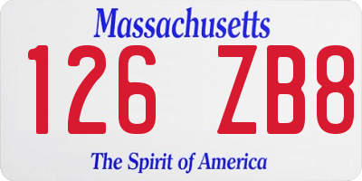 MA license plate 126ZB8
