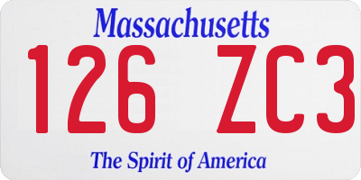 MA license plate 126ZC3