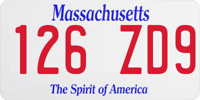 MA license plate 126ZD9