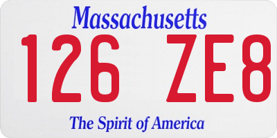 MA license plate 126ZE8