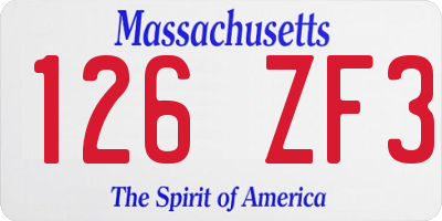 MA license plate 126ZF3