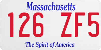 MA license plate 126ZF5