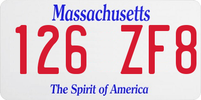 MA license plate 126ZF8