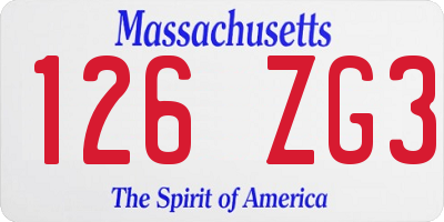MA license plate 126ZG3