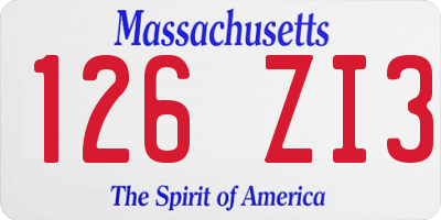 MA license plate 126ZI3