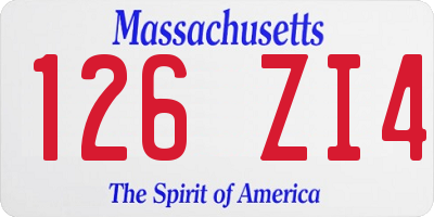 MA license plate 126ZI4