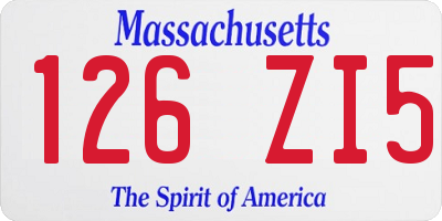 MA license plate 126ZI5