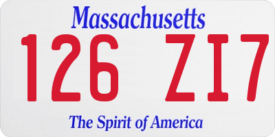MA license plate 126ZI7