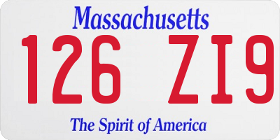 MA license plate 126ZI9