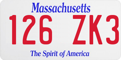 MA license plate 126ZK3