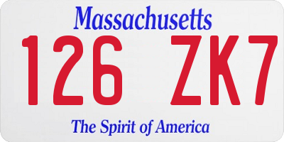 MA license plate 126ZK7