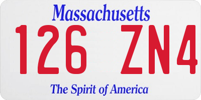 MA license plate 126ZN4
