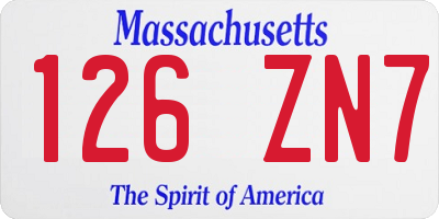 MA license plate 126ZN7