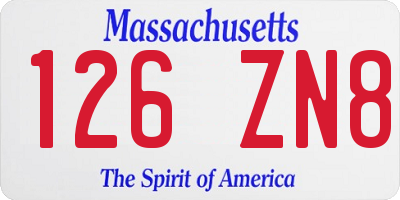 MA license plate 126ZN8