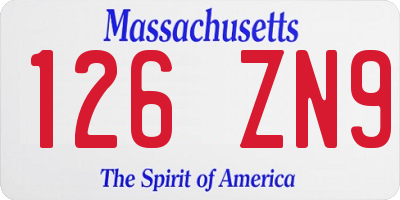 MA license plate 126ZN9