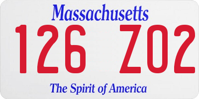 MA license plate 126ZO2