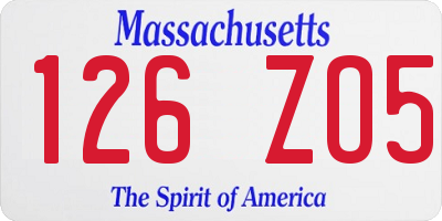 MA license plate 126ZO5