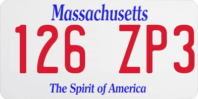 MA license plate 126ZP3