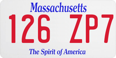 MA license plate 126ZP7