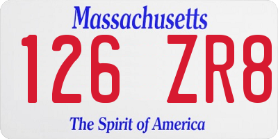 MA license plate 126ZR8