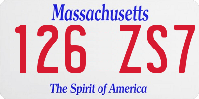 MA license plate 126ZS7