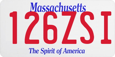 MA license plate 126ZSI