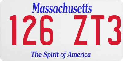 MA license plate 126ZT3