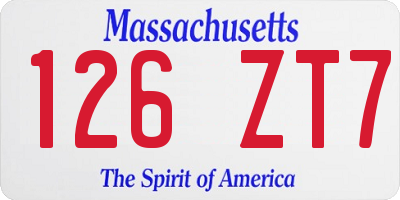 MA license plate 126ZT7