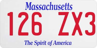 MA license plate 126ZX3