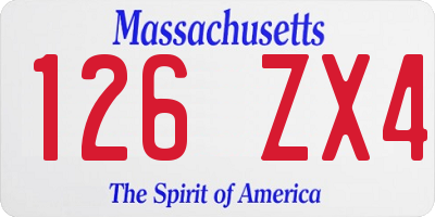 MA license plate 126ZX4