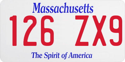 MA license plate 126ZX9