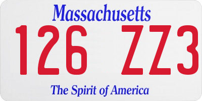 MA license plate 126ZZ3