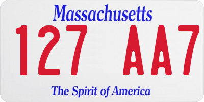 MA license plate 127AA7