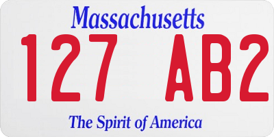 MA license plate 127AB2