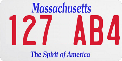 MA license plate 127AB4