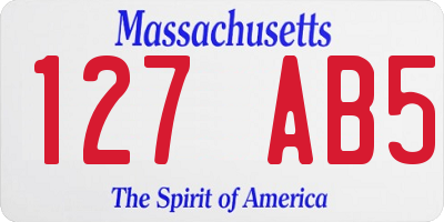 MA license plate 127AB5