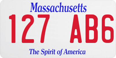 MA license plate 127AB6