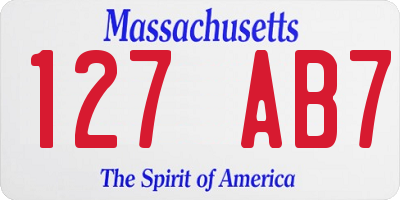 MA license plate 127AB7