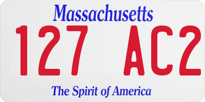 MA license plate 127AC2