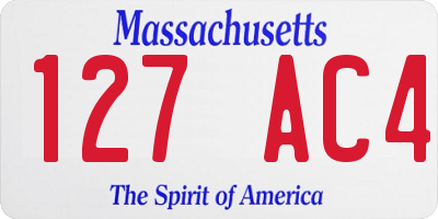 MA license plate 127AC4