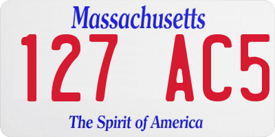 MA license plate 127AC5
