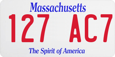 MA license plate 127AC7